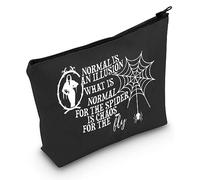 FEELMEM Morticia Makeup Bag for Adams Movie Fans Normal is an Illusion Cosmetic Bag Horror Movie Merchandise Horror Gothic Gift