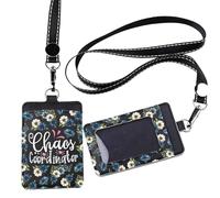 FEELMEM Porte-badge avec lanière pour coordonnateur du chaos - Cadeau pour directeur de bureau, enseignant (cuir)