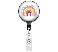 FEELMEM Porte-badge « It Takes a Big Heart to Shape Little Minds » pour enseignant, cadeau de remerciement (beige)