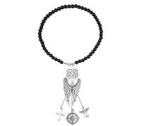 FEELMEM Porte-clés ange gardien prière cadeau conducteur ange gardien Protect Me and My Passengers Rétroviseur Pendentif (Noir-1)