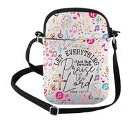 FEELMEM Sac à bandoulière pour amoureux de musique avec inscription « Let Everything That Has Breath Praise Psaum » 150:6, beige, size