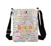 FEELMEM Sac à bandoulière pour travailleur social, cadeau de remise de diplôme, travail social, cadeau de remerciement, marchandise pour travailleur social, beige, size