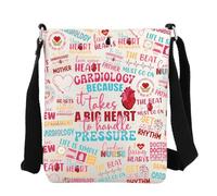 FEELMEM Sac à bandoulière sur le thème de la cardiologie, sac à bandoulière pour infirmière, cadeau d'infirmière cardiaque, cadeau d'allaitement pour professionnel de la santé, beige, size
