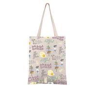 FEELMEM Sac à provisions réutilisable motif œuf avec citations d'œufs, sac d'épicerie Fair Is Foul Sac à main pour amateur de livres, beige, 1