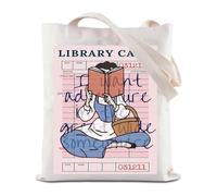 FEELMEM Sac fourre-tout avec inscription « I Want Adventure In The Great Someone » - Motif princesses - Cadeau de lecture, beige, 1