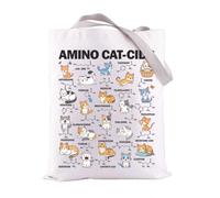 FEELMEM Sac fourre-tout Biochimie Chat Acide Aminé Chats Chimie Shopping Bag Med Étudiants Science Biologie Biochem Cadeau pour les amoureux des chats