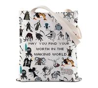 FEELMEM Sac fourre-tout inspiré du jeu Bloodborne May You Find Your Worth In The Waking World, beige, 1