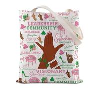 FEELMEM Sac fourre-tout rose et vert pour sororité - Cadeau de remise de diplôme - Sororité grecque - Sac à bandoulière - Cadeau de recrutement, beige
