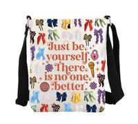 FEELMEM Singer Lyrics Sac à bandoulière Just Be Yourself There Is No One Better Sac à bandoulière Cadeau inspirant Citation de chanteur Merch, beige