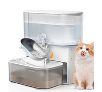 FEELNEEDY Fontaine a Eau Chat sans Filtre et sans Fil sur Batterie 2000mAh, Séparation De l'eau Propre et De l'eau Usée, Bol en Acier Inoxydable, Distributeur d'eau 3.5L, Fontaine à Eau Blanc