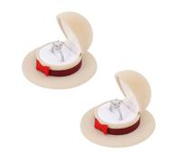 Feelorna Lot de 2 boîtes à bagues en velours, mignonnes avec forme de chapeau, portable, petite boîte à bague de fiançailles avec un seul emplacement pour mariage (moderne)