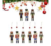 Feelorna Lot de 9 pendentifs de Noël en bois en forme de casse-noisette, soldat, fabriqués à la main, pendentifs pour décoration de fête de Noël (ensemble A)