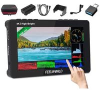 FEELWORLD F6 Pro + batterie + étui de transport de 5,5 pouces 1600 nits 1920 x 1080 IPS écran tactile DSLR caméra moniteur de terrain avec 3D LUT F970 kit externe installer 4K HDMI entrée