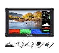 FEELWORLD FW568PRO Moniteur de Caméra 6 Pouces Écran IPS 1200Nits 1920x1080 Full HD Entrée/Sortie 4K HDMI avec 3D LUTs Vecteurscope Focus Peaking avec Pare-Soleil pour Appareil Photo DSLR et Gimbal