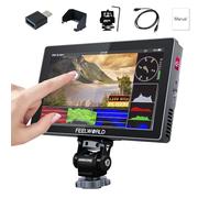 FEELWORLD P6X 5,5 pouces 1000 nits Boîtier en aluminium de luminosité sur moniteur de caméra, 4K HDMI DSLR Moniteur avec lut 3D Toutes les formes d'onde ferment la batterie, sac de transport Câble