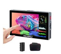 FEELWORLD P6X - Boîtier en aluminium de 14 cm - Luminosité 1200 nits - Moniteur d'appareil photo reflex numérique 4K HDMI avec lut 3D - Toutes les formes d'onde - Batterie incluse - Étui de transport