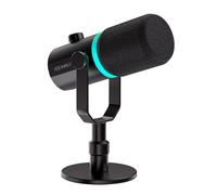 FEELWORLD PM1 XLR/USB Dynamique Microphone pour l'enregistrement de podcasts,Microphone d'ordinateur de Jeu avec éclairage RGB,sourdine,Prise Casque,Support de Bureau,câble XLR