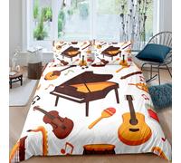 Feelyou Parure De Lit Piano Violon Mélodie Musique Classique Housse De Couette Pour Enfants Garçons Filles Instrument De Musique Électronique Housse De Couette Bruce Blues Housse D