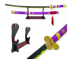 FÉENOMENN Katana One Piece Zoro Enma - Epée Lame Bois - Support Japonais Inclus