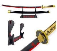 FÉENOMENN Katana Yoriichi Tsugikuni - Epée Lame Bois - Support Japonais Inclus