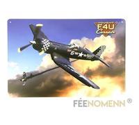 FÉENOMENN plaque métal déco vintage - avion guerre usa vought f4u corsair (20x30cm) G