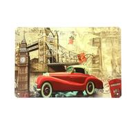 FÉENOMENN Plaque Métal Déco Vintage - Carte Postale Londres - London Bridge Big Ben Voiture Cabine (20x30cm)