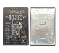 FÉENOMENN plaque métal déco vintage - effet relief - mojito classic recette façon ardoise (20x30cm) G