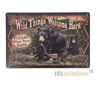 FÉENOMENN plaque métal déco vintage - famille ours (20x30cm) G