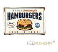 FÉENOMENN plaque métal déco vintage - hamburgers maison (20x30cm) G