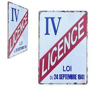 FÉENOMENN Plaque Métal Déco Vintage - Licence IV - Autorisation Débit de Boisson et Alcool - Licence 4 (20x30cm)