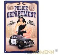 FÉENOMENN plaque métal déco vintage - police department - policère sexy (20x30cm) G