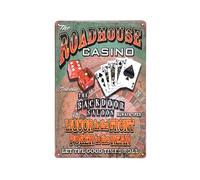 FÉENOMENN Plaque Métal Déco Vintage - The Roadhouse Casino Poker (20x30cm)