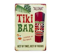 FÉENOMENN Plaque Métal Déco Vintage - Tiki Bar Cocktails Aloha (30x20cm)