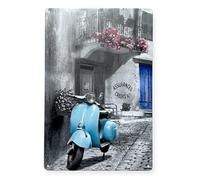 FÉENOMENN Plaque Métal Déco Vintage - Vespa Bleu Italie (30x20cm)
