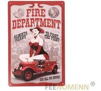 FÉENOMENN plaque métal déco vintage - voiture pompier pin up - fire department (20x30cm) G