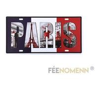 FÉENOMENN Plaque Métal Immatriculation Vintage - Paris (15x30cm)