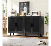 FEEOHOME Buffet Bas Bois, Meuble Profondeur 40cm, Meuble de Rangement avec Dispositif Anti-basculement et 4 Portes, Chambre d'adulte avec Pieds de Support pour Chambre, Salon, Entrée