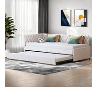 FEEOHOME Canapé lit 2 Places 90/180 x 200 cm, Canapé-lit Pliant, Lit Canapé Convertible Extensible avec sommier à Lattes, lit gigogne Fonctionnel Adulte pour Salon, Chambre, Velours (Beige)