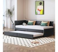 FEEOHOME Canapé-lit Pliant 90/180 x 200 cm, Canapé lit 2 Places, Lit Canapé Convertible Extensible avec sommier à Lattes, lit gigogne Fonctionnel Adulte pour Salon, Chambre, Velours (Gris)