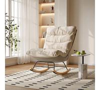 FEEOHOME Chaise a Bascule, Fauteuil Chambre Bebe, chaises Loisir, Fauteuil à Bascule avec Dossier réglable et Support pour Les Jambes en Métal, Chaise de Loisirs pour Chambre, Salon
