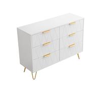 FEEOHOME Commode Blanc 6 Tiroirs, Grand Meuble de Rangement, Commode Blanche, Armoire à tiroirs avec avec Support métallique pour Salon, Chambre d'enfant et Chambre,100 x 34 x 72cm