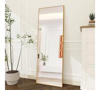 FEEOHOME Grand Miroir sur Pied 164x54 cm, Miroir Mural Moderne doré avec Cadre et Structure Peut être Suspendu, fixé au Mur, Miroir Intégral rectangulaire pour Salon, Chambre à Coucher, entrée (Or)