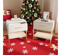 FEEOHOME Lot de 2 Tables de Chevet, Table de Chevet avec Réglable LED et tiroir, Table de Nuit Moderne avec Pieds en métal, Table appoint pour Chambre, Salon, 40 x 31 x 50 cm