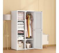 FEEOHOME Pliable Armoire Plastique, Armoire de Chambre à Coucher avec Portes magnétiques, avec 6 Compartiments et 1 Tringle à Vêtements, Penderie pour Chambre, Couloir, Dressing