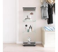 FEEOHOME Vitrine en Verre, Armoire de Rangement en Verre sur Pied, Vitrine pour Collection avec 1 Portes et Serrure, pour Bar, Cuisine Salon et Bureau (Noir, 3 Couches)