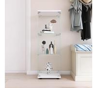 FEEOHOME Vitrine en Verre, Armoire de Rangement en Verre sur Pied, Vitrine pour Collection avec 1 Portes et Serrure, pour Bar, Cuisine Salon et Bureau (Blanc, 3 Couches)