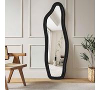 FEEOHOME Wavy Miroir Mural Moderne 160x50 cm, Grand Miroir sur Pied avec Cadre et Structure Peut être Suspendu, fixé au Mur, Miroir Intégral irrégulier pour Salon, Chambre à Coucher, entrée (Noir)