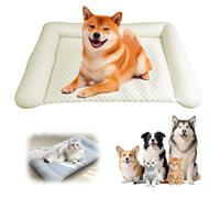 Feeon Tapis de refroidissement pour animaux de compagnie - Tapis de refroidissement d'été en soie glacée pour chats et chiens - Grand tapis d'été portable avec fond antidérapant pour chien (jaune