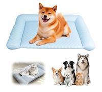 Feeon Tapis de refroidissement pour animaux de compagnie - Tapis de refroidissement d'été en soie glacée pour chats et chiens - Grand tapis d'été portable avec fond antidérapant pour chien (bleu