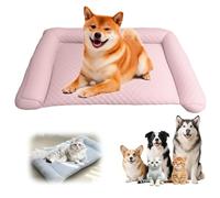 Feeon Tapis de refroidissement pour animaux de compagnie - Tapis de refroidissement d'été en soie glacée pour chats et chiens - Grand tapis d'été portable avec fond antidérapant pour chien (rose